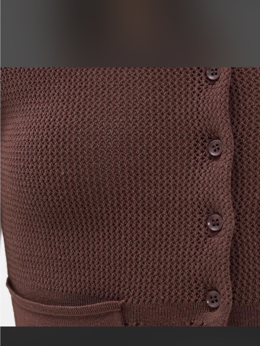 Peachy Den Marie Knit Button Down Short Sleeve Sweater Blouse Brown - Picture 4 of 4